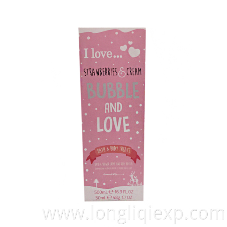 Hot sale set 500ml strawberry cream organic shower gel with 50ml body butter